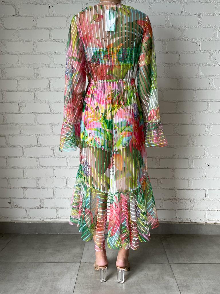 Rococo Sand | Lora Open Front with Optional Belt Cape | Multicolor