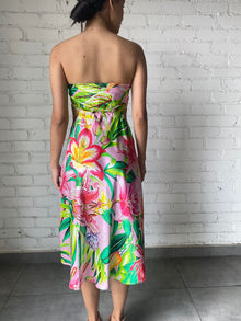 Rococo Sand | Lora Midi Dress | Multicolor Hibiscus