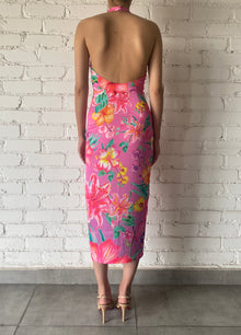 Rococo Sand | Megan Halter-Neck Midi Dress | Pink