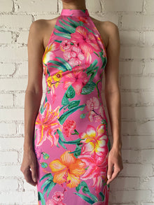 Rococo Sand | Megan Halter-Neck Midi Dress | Pink