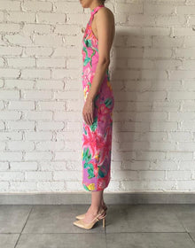 Rococo Sand | Megan Halter-Neck Midi Dress | Pink