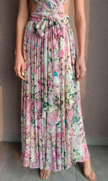 Womens | Mist Viscose Crinkle Chiffon Long Skirt | Multi