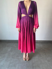 Rococo Sand | Paige Deep V-Neck Long-Sleeve Long Dress | Pink/Purple