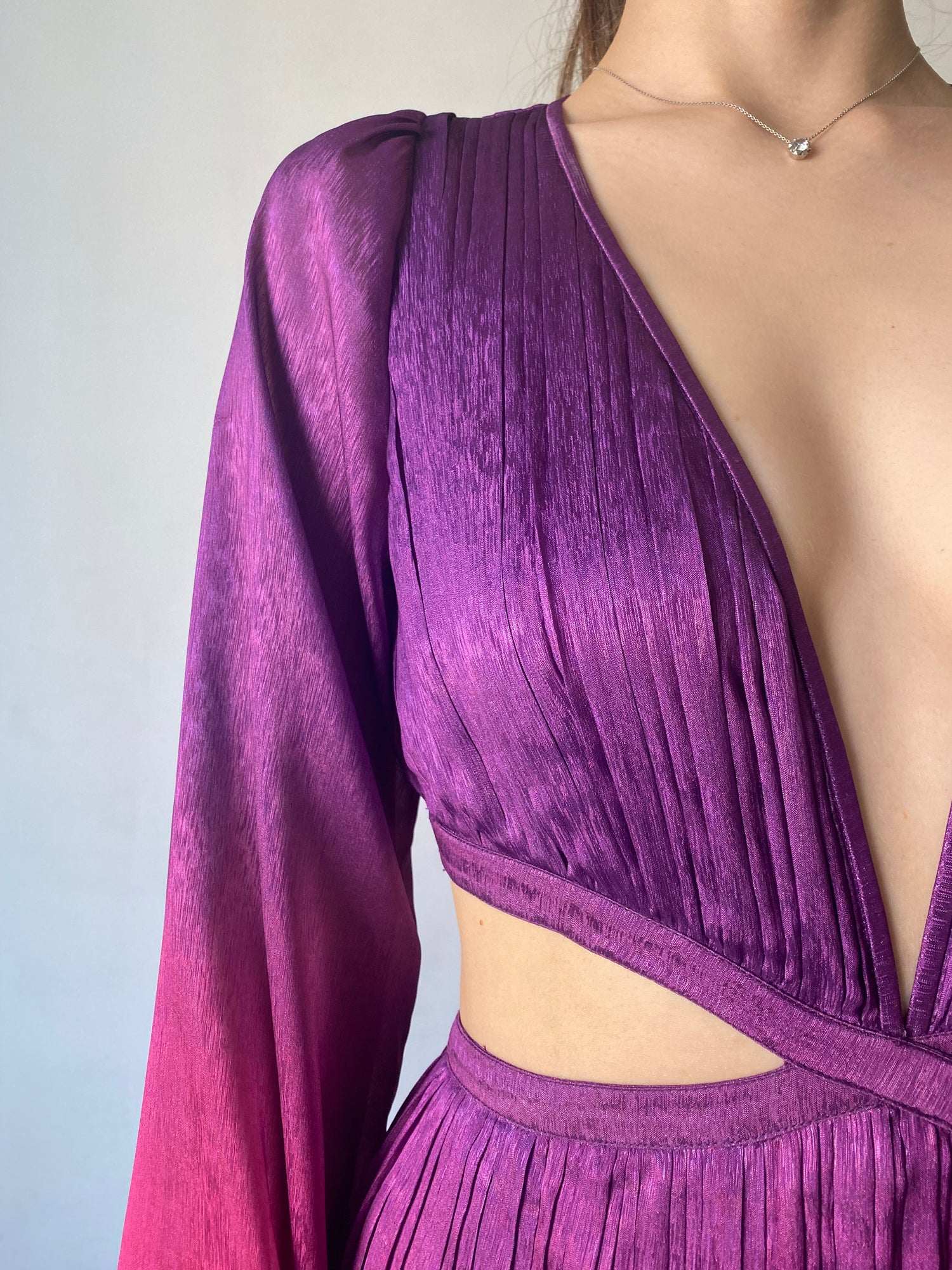 Rococo Sand | Paige Deep V-Neck Long-Sleeve Long Dress | Pink/Purple