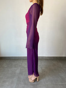 Rococo Sand | Paige One-Shoulder One-Sleeve Long Dress | Pink/Purple