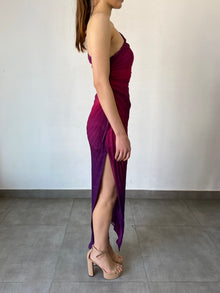 Rococo Sand | Paige One-Shoulder One-Sleeve Long Dress | Pink/Purple
