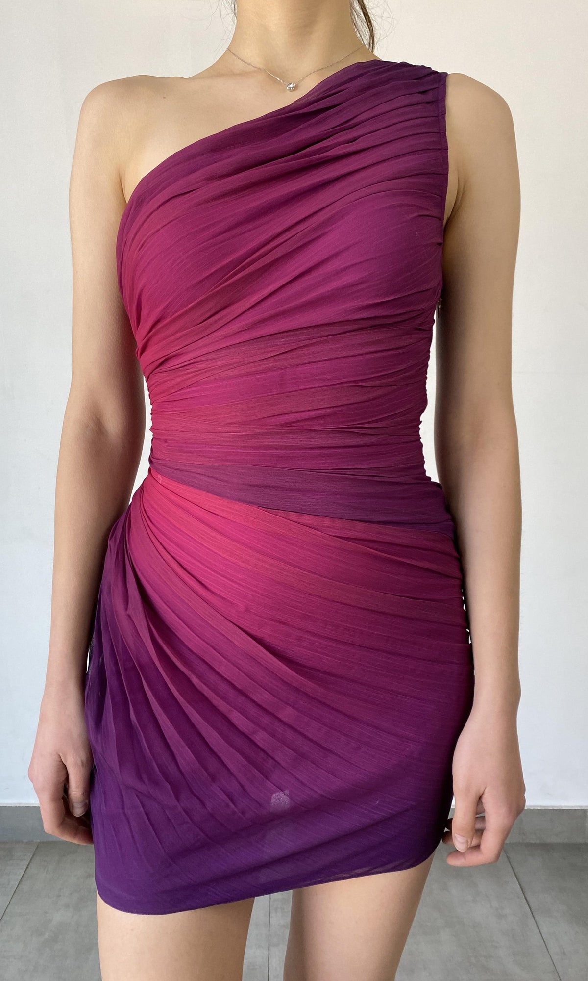 Womens | Paige Poly Chiffon Short Dress | Pink/Purple