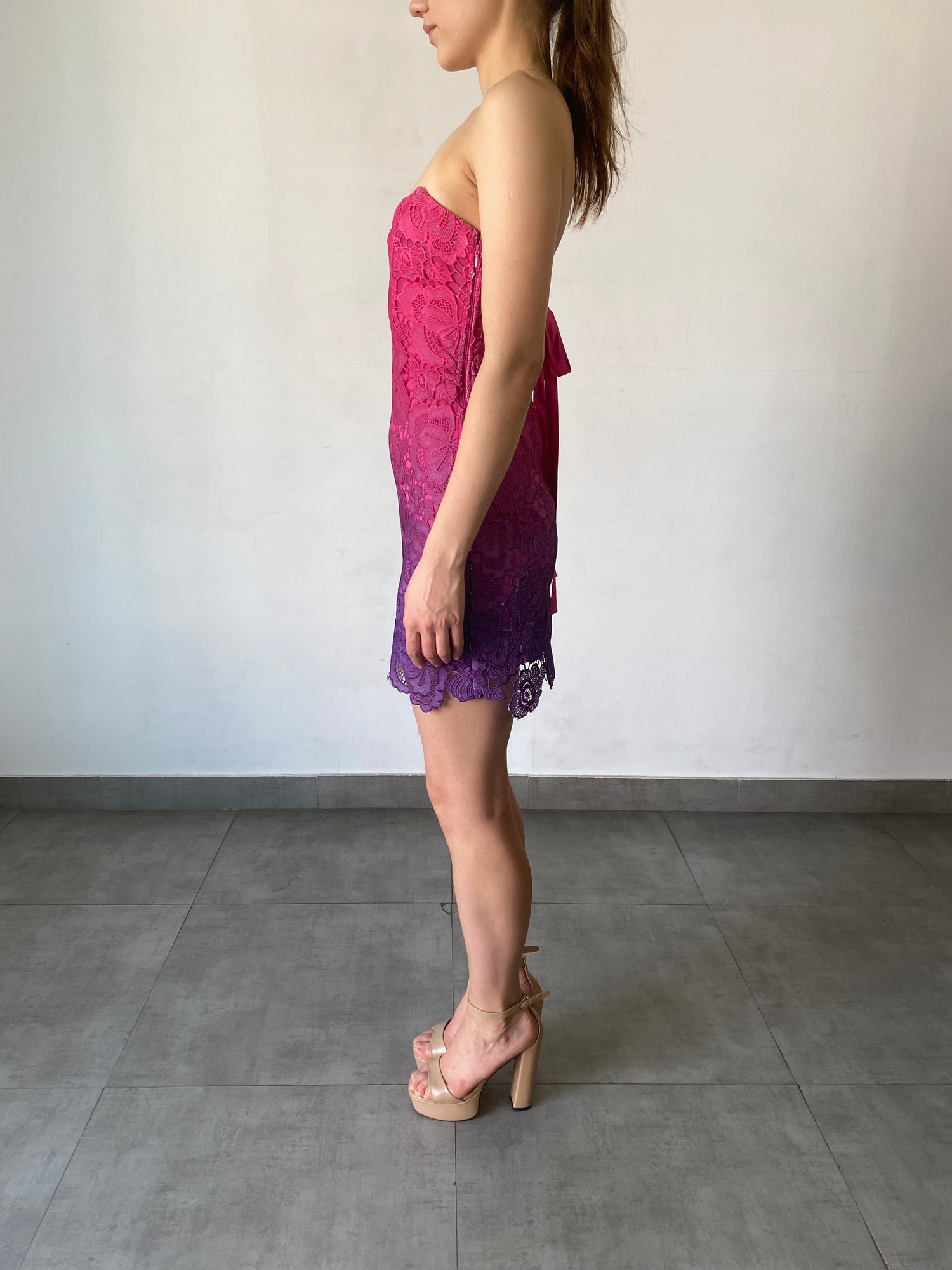 Strapless Short Dress | Pink/Purple