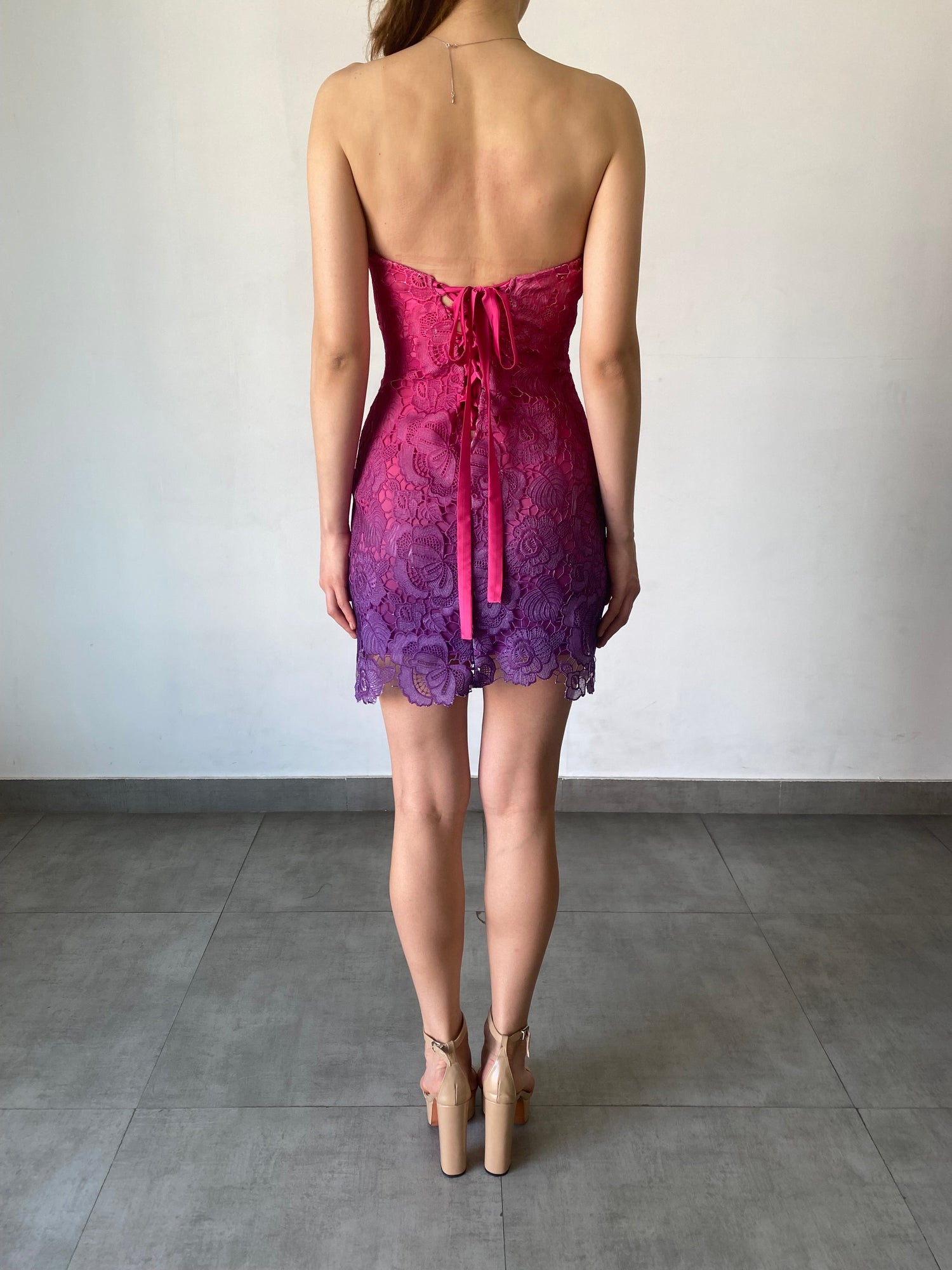 Strapless Short Dress | Pink/Purple