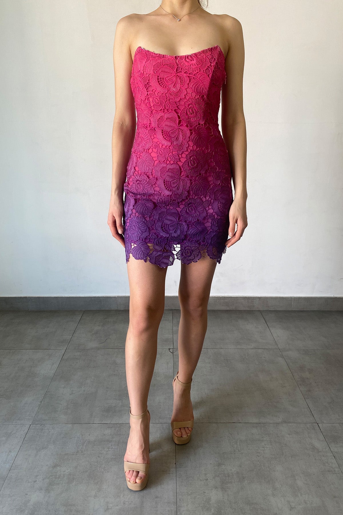 Strapless Short Dress | Pink/Purple