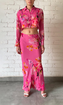 Womens | Quin Viscose Chiffon Crop Shirt | Pink