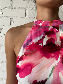 Rococo Sand | Quin Halter-Neck Short Dress | White/Pink