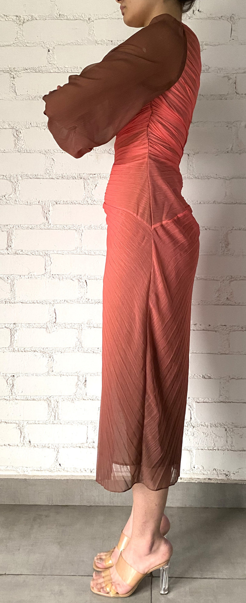 Rococo Sand | Rae Long Dress | Peach/Brown Ombre