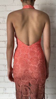 Rococo Sand | Rae Halter-Neck Long Dress | Peach/Brown Ombre