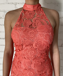 Rococo Sand | Rae Halter-Neck Long Dress | Peach/Brown Ombre