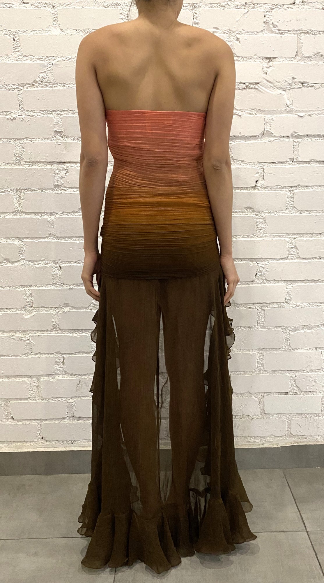 Rococo Sand | Rae High Low Dress | Peach/Brown Ombre