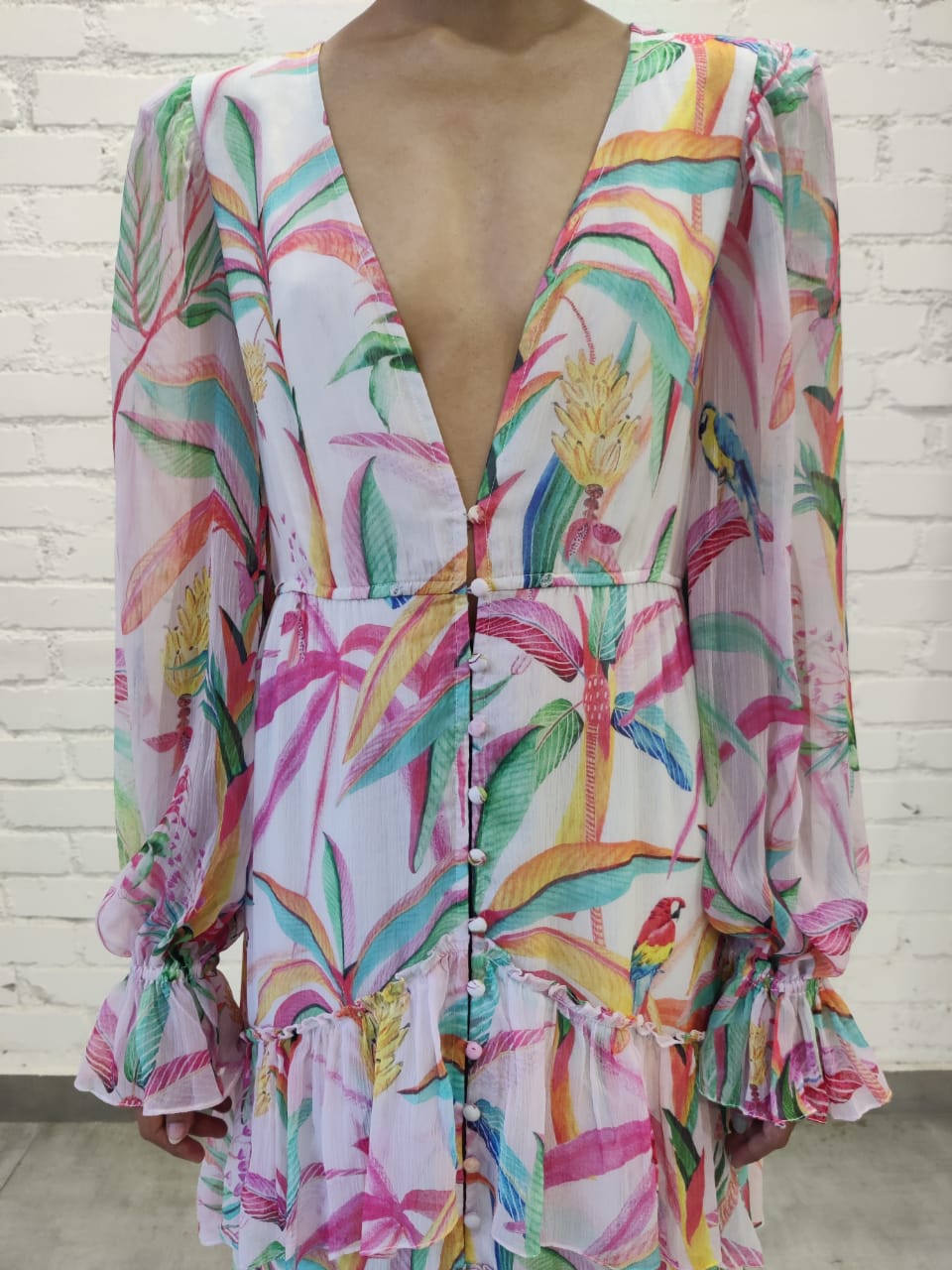Rococo Sand | Rio Front Button Long Dress | Multicolor