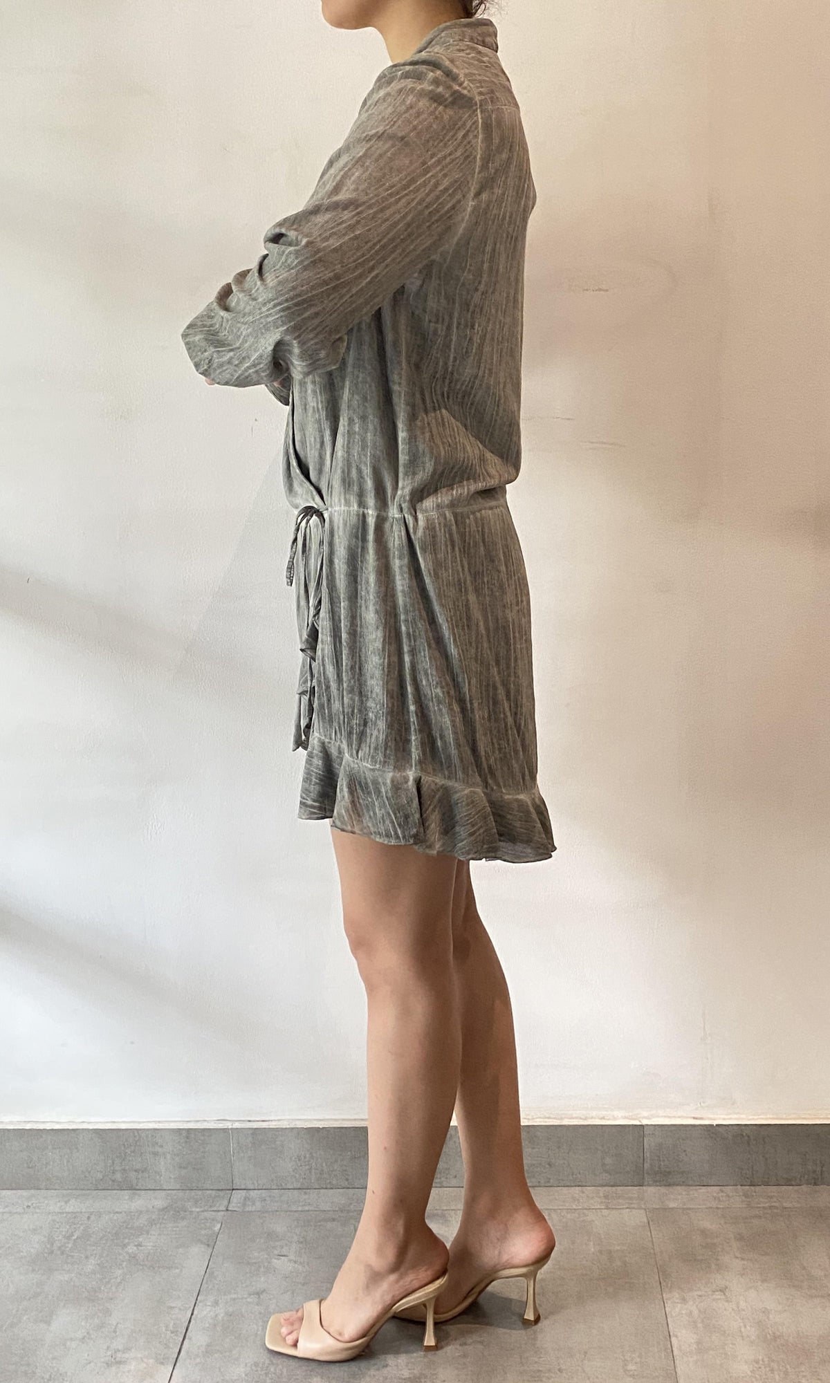 Womens | River Viscose Cotton Georgtte Short Dress | Grey