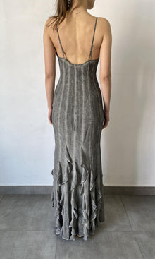 Womens | River Viscose Cotton Georgette Sleeveless Spaghetti-Strap Maxi Dress | Grey