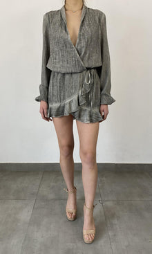 Womens | River Viscose Cotton Georgette Short Dress | Grey
