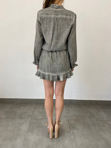 Rococo Sand | River Shawl Collar Short Dress | Grey