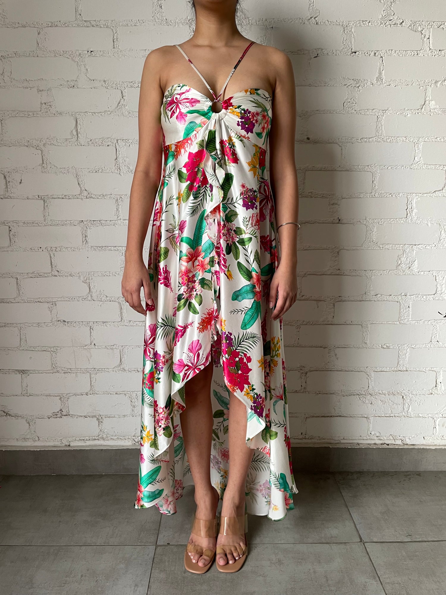Rococo Sand | Rue Floral High Low Dress | White Multi