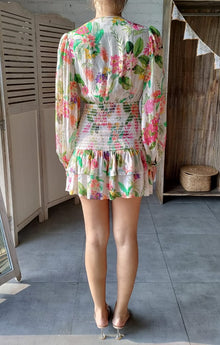 Rococo Sand | Rue V-Neck Short Dress | Multicolor