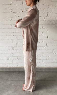 Rococo Sand | Ryan Polyester Satin Lycra Tie-Dye Pant | Light Brown