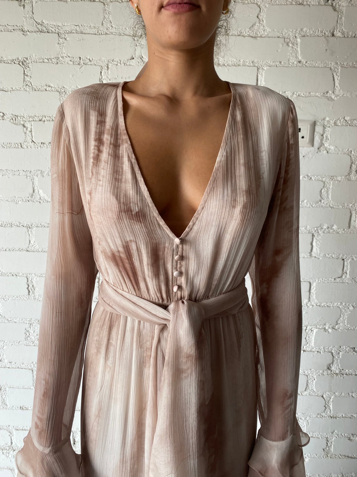 Rococo Sand | Ryan V-Neck Maxi Dress | Nude