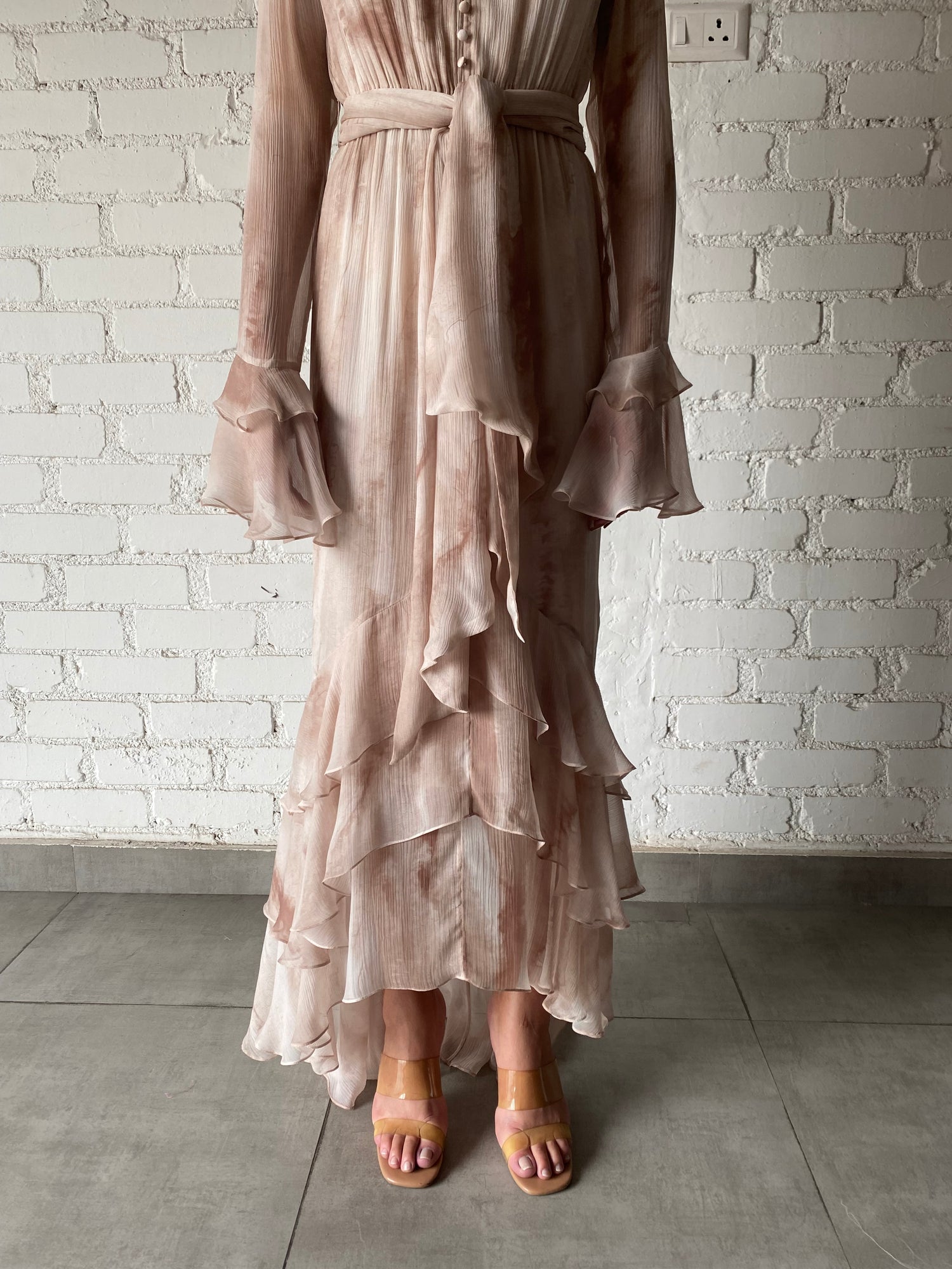 Rococo Sand | Ryan V-Neck Maxi Dress | Nude