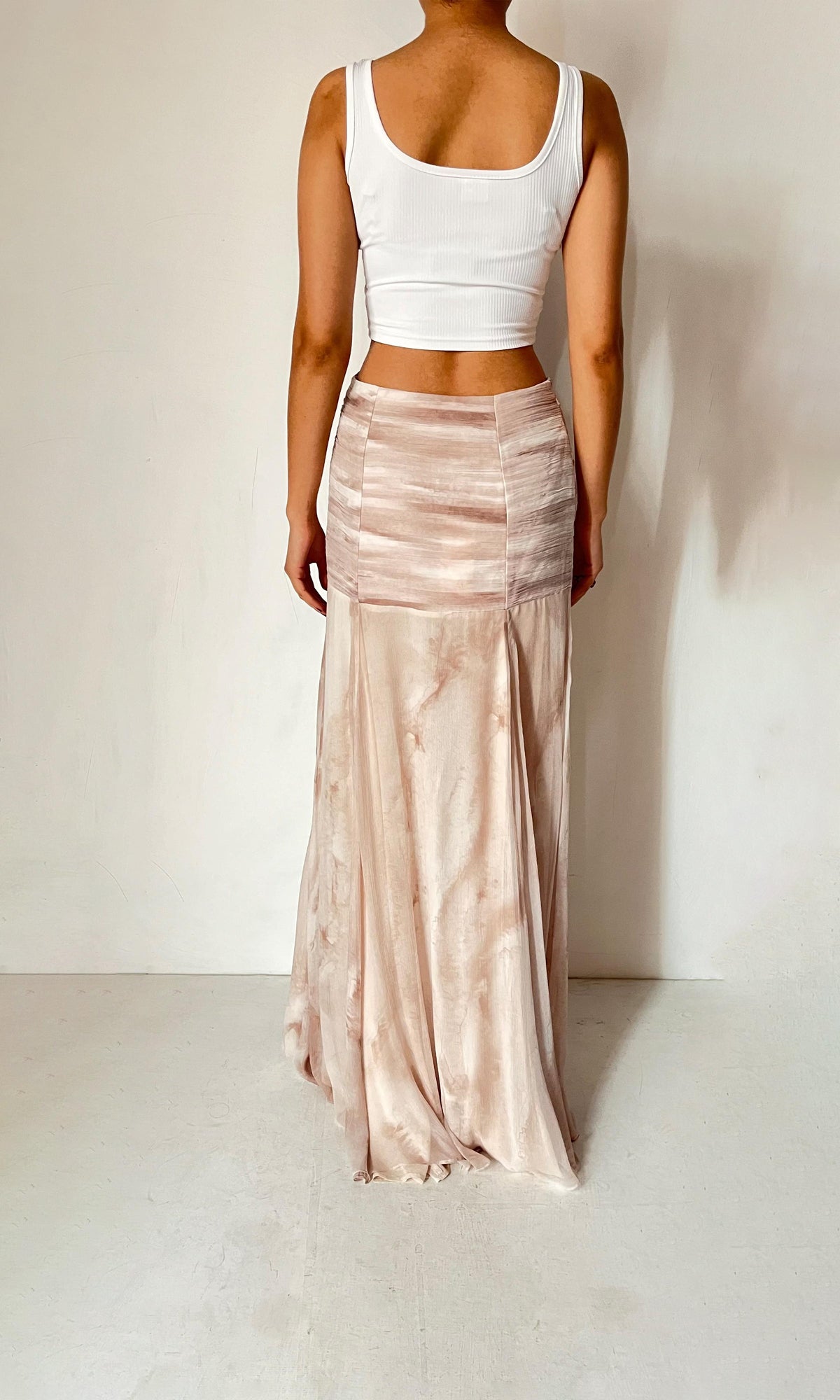 Womens | Ryan Polyester Crinkle Chiffon Long Skirt | Nude