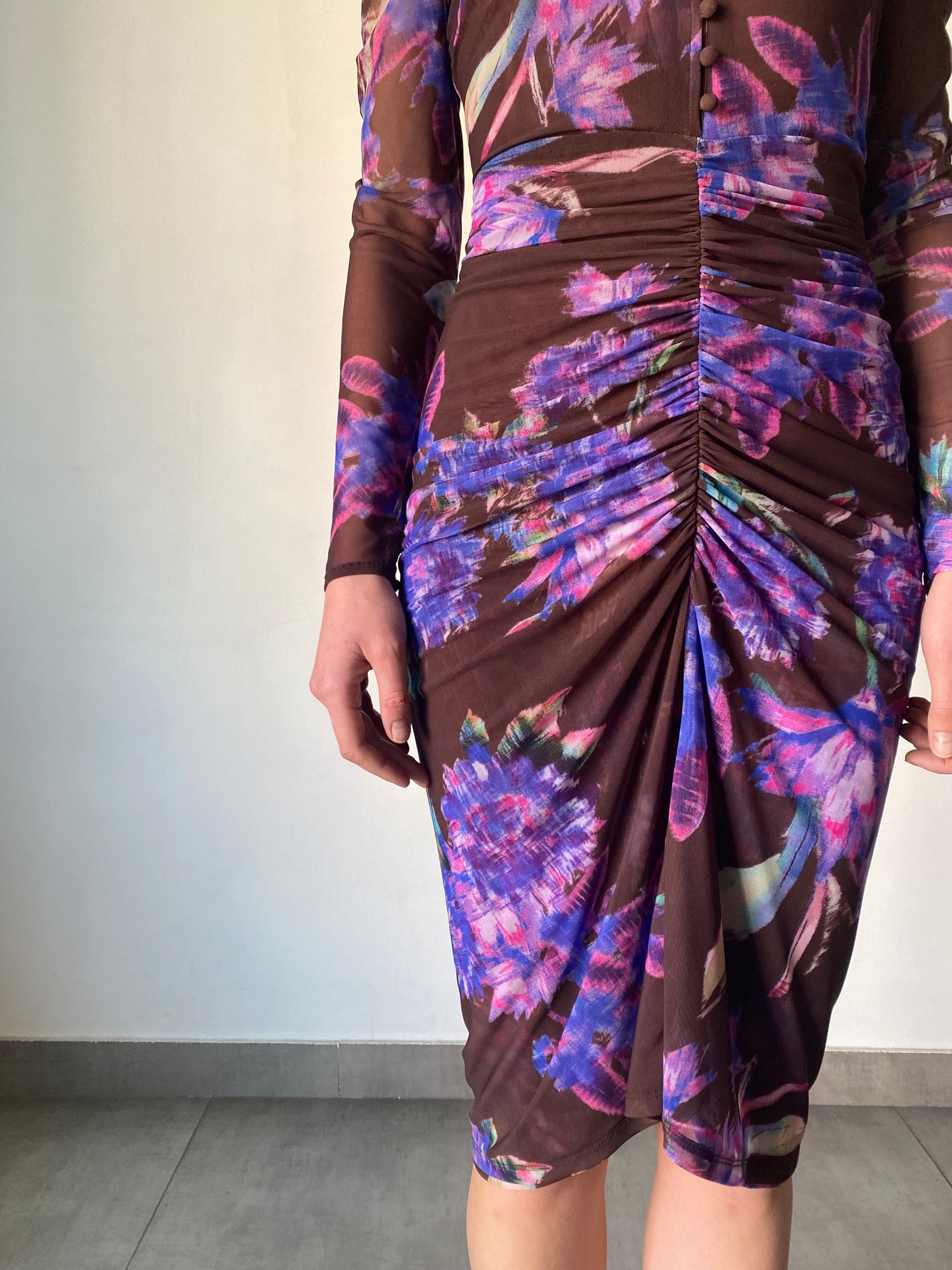 Rococo Sand | Shay Midi Dress | Brown Multi