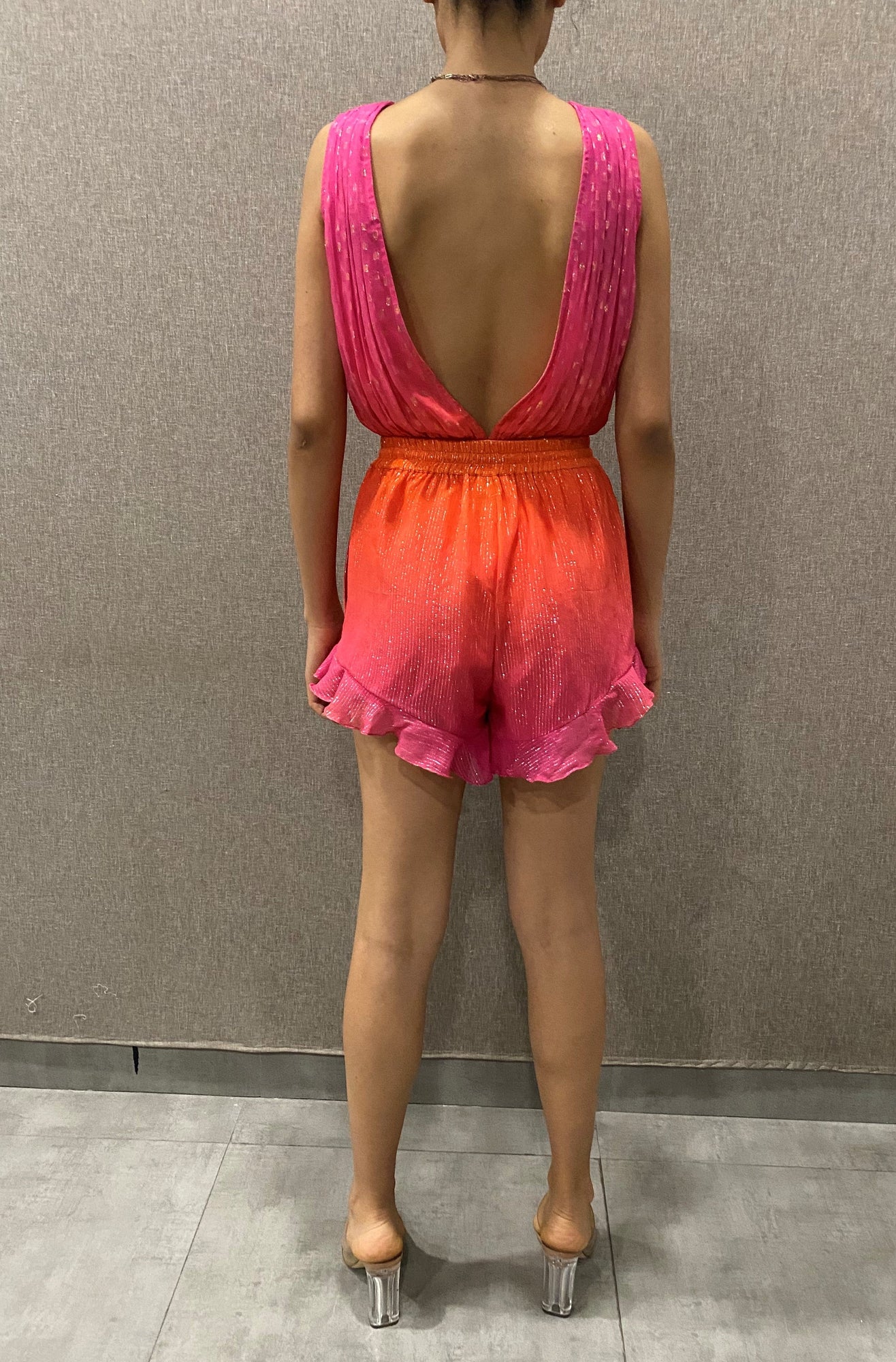 Bodysuit Top | Orange/Pink