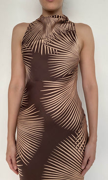 Womens | Taro Viscose Satin Cowl Neck Long Dress | Brown