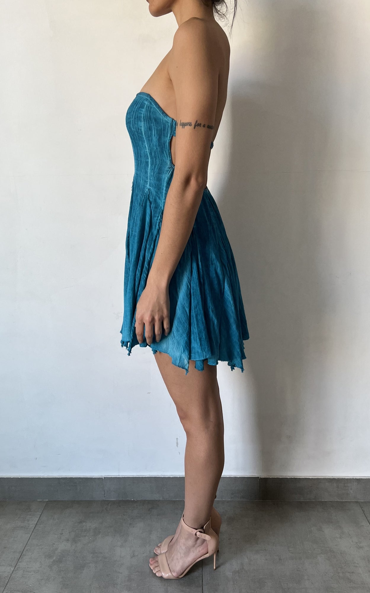 Rococo Sand | Vita Strapless Mini Dress | Teal