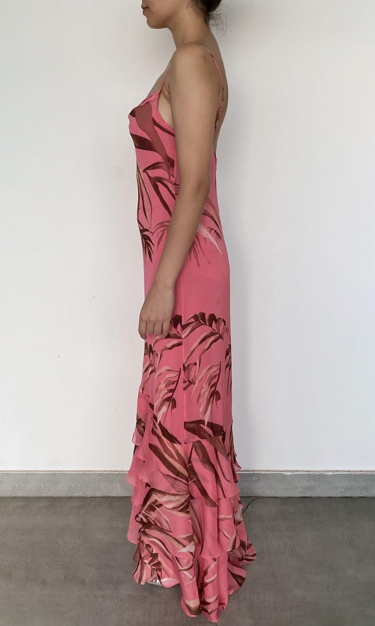 Rococo Sand | Vivi Viscose Crinkle Chiffon Heavy Maxi Dress | Coral Print