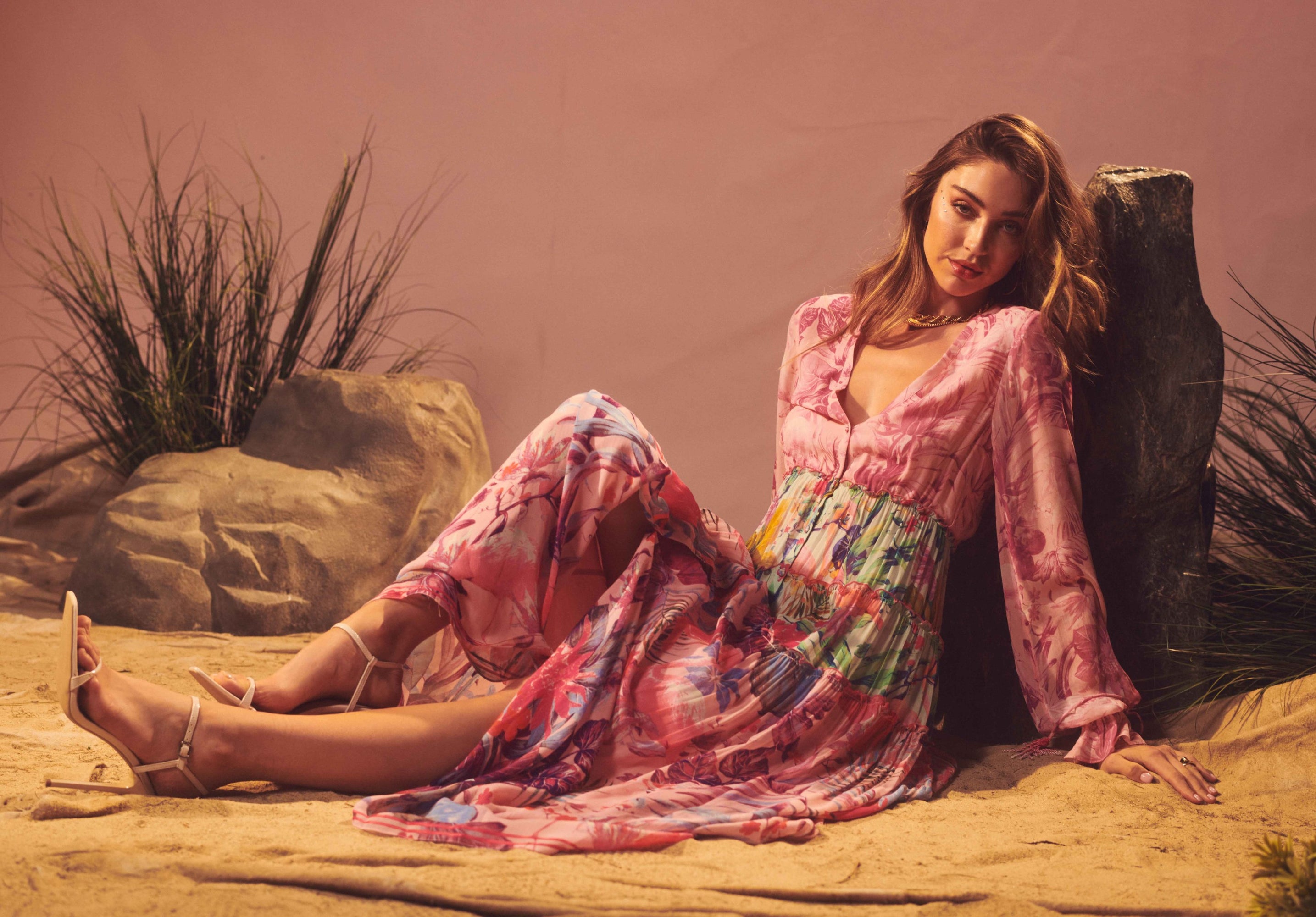Rococo Sand | Zazu Long Dress | Pink Multi