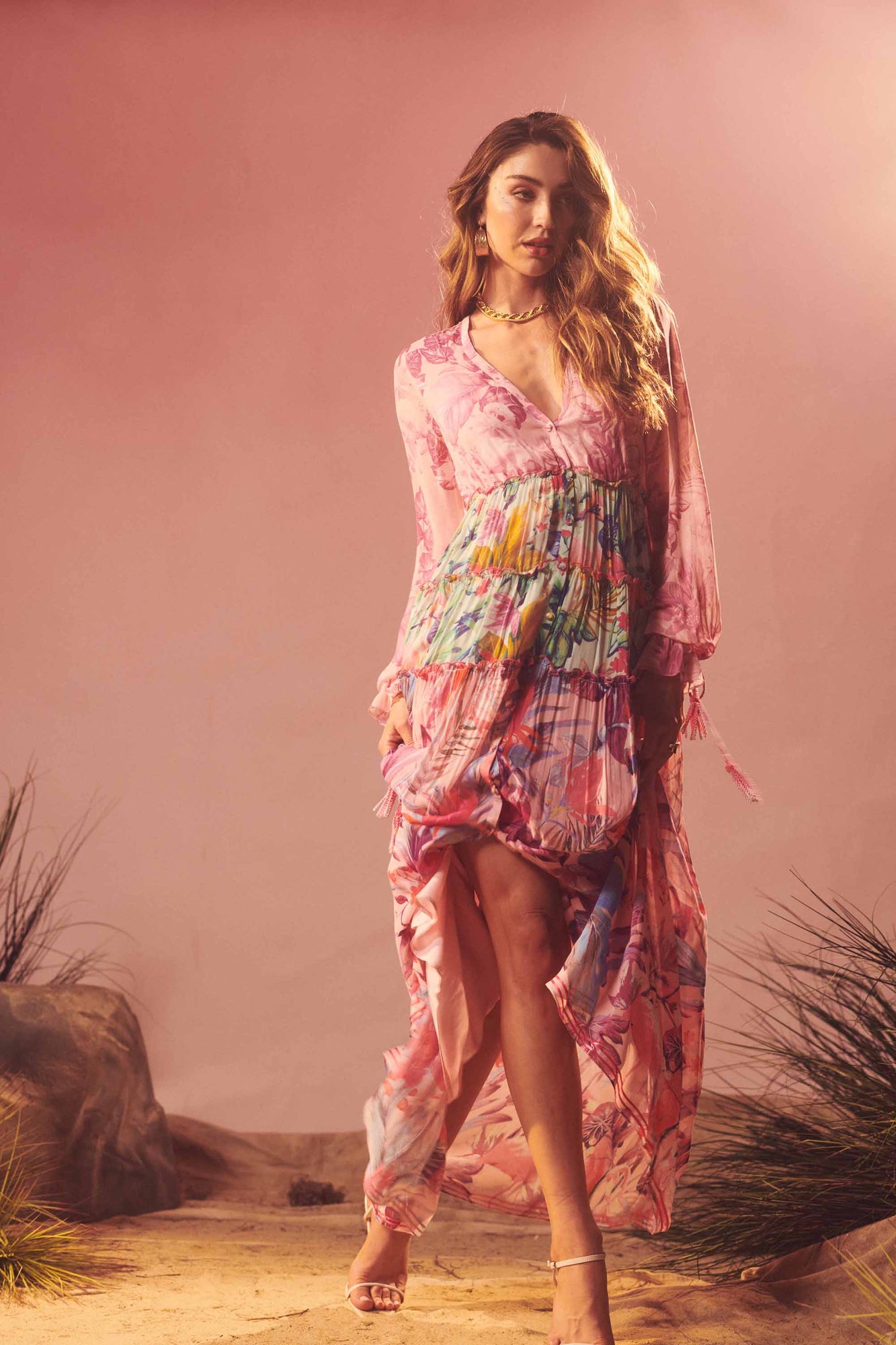 Rococo Sand | Zazu Long Dress | Pink Multi