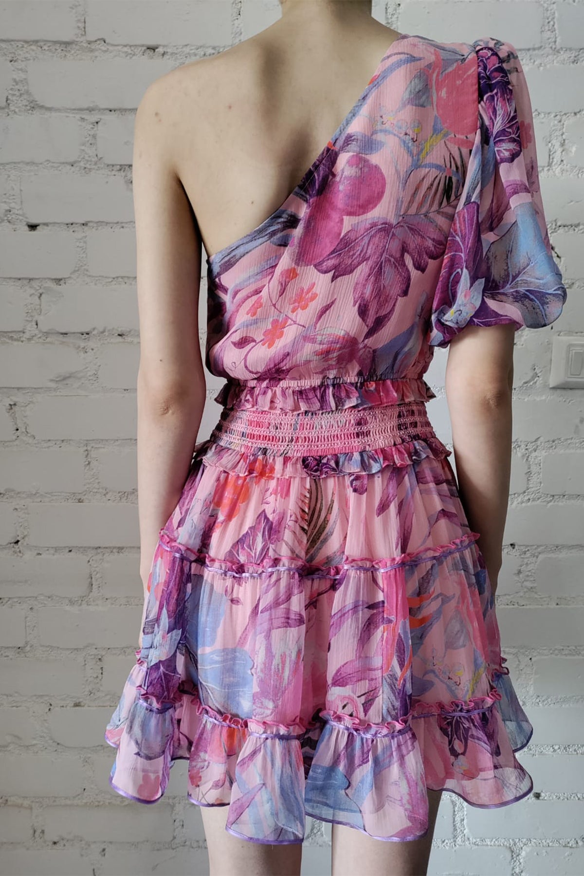 Short Dress | Pink/Purple Tropical