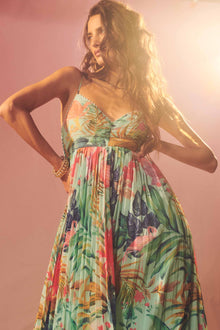 Rococo Sand | Zazu Spaghetti Strap Tropical Long Dress | Pink/Purple