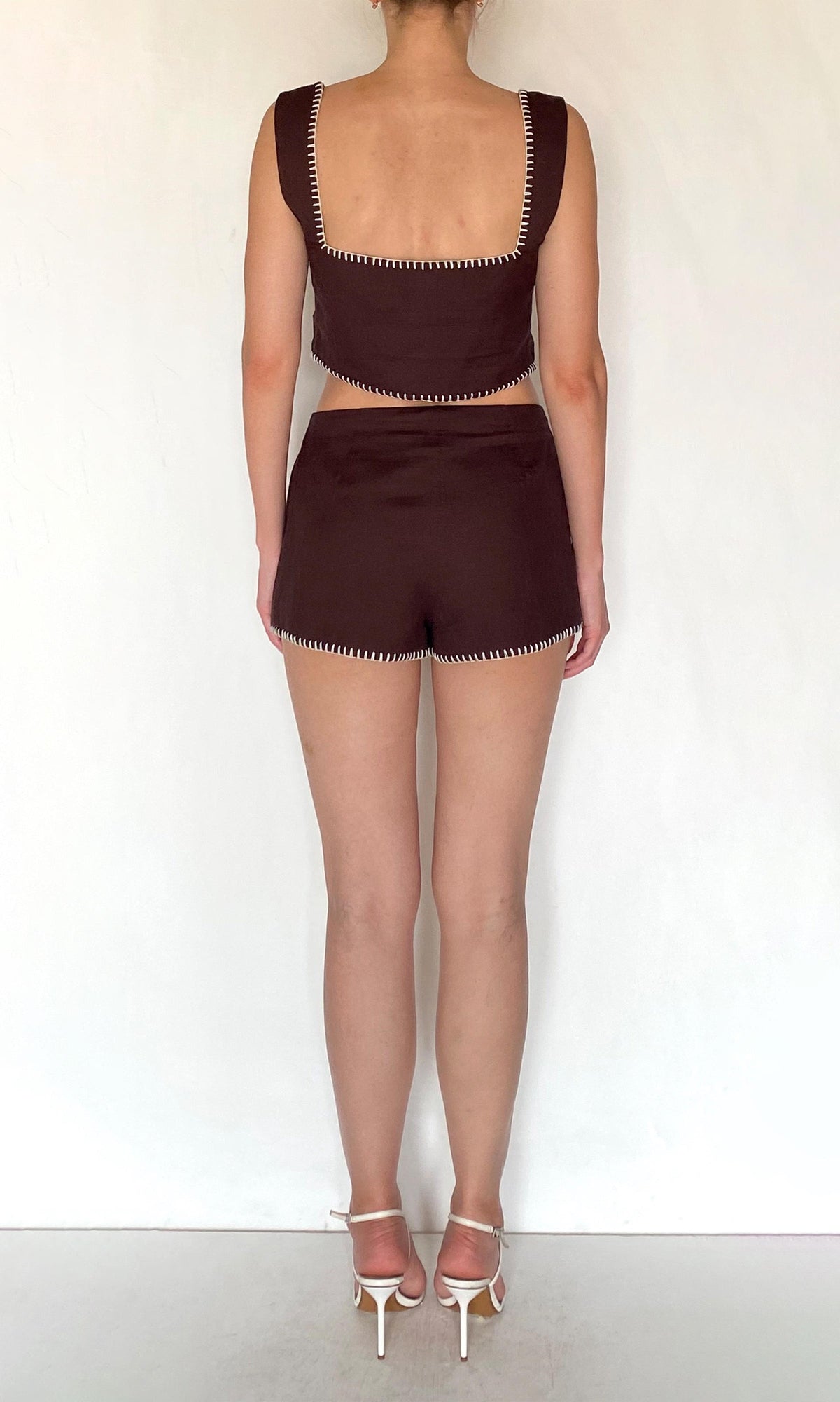 Womens | Zin Linen Cotton Square Neck Boxy Top | Brown