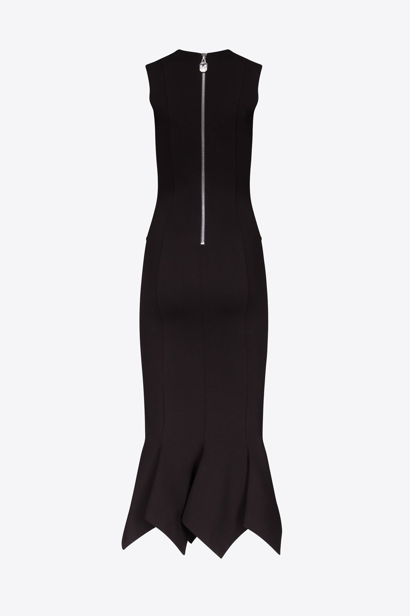 Handkerchief Zipper Midi Dress | Black