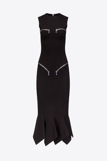 Handkerchief Zipper Midi Dress | Black