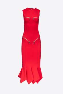 Handkerchief Zipper Midi Dress | Carmine