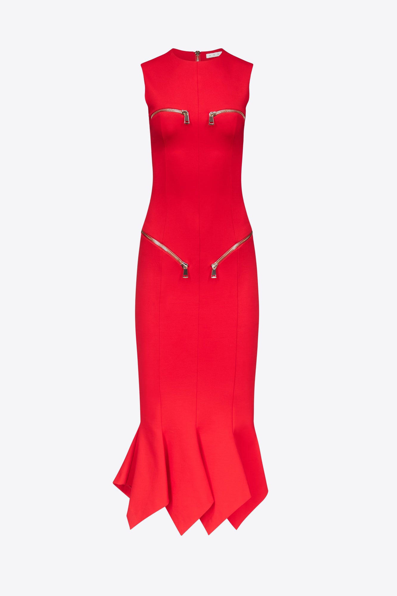 Handkerchief Zipper Midi Dress | Carmine