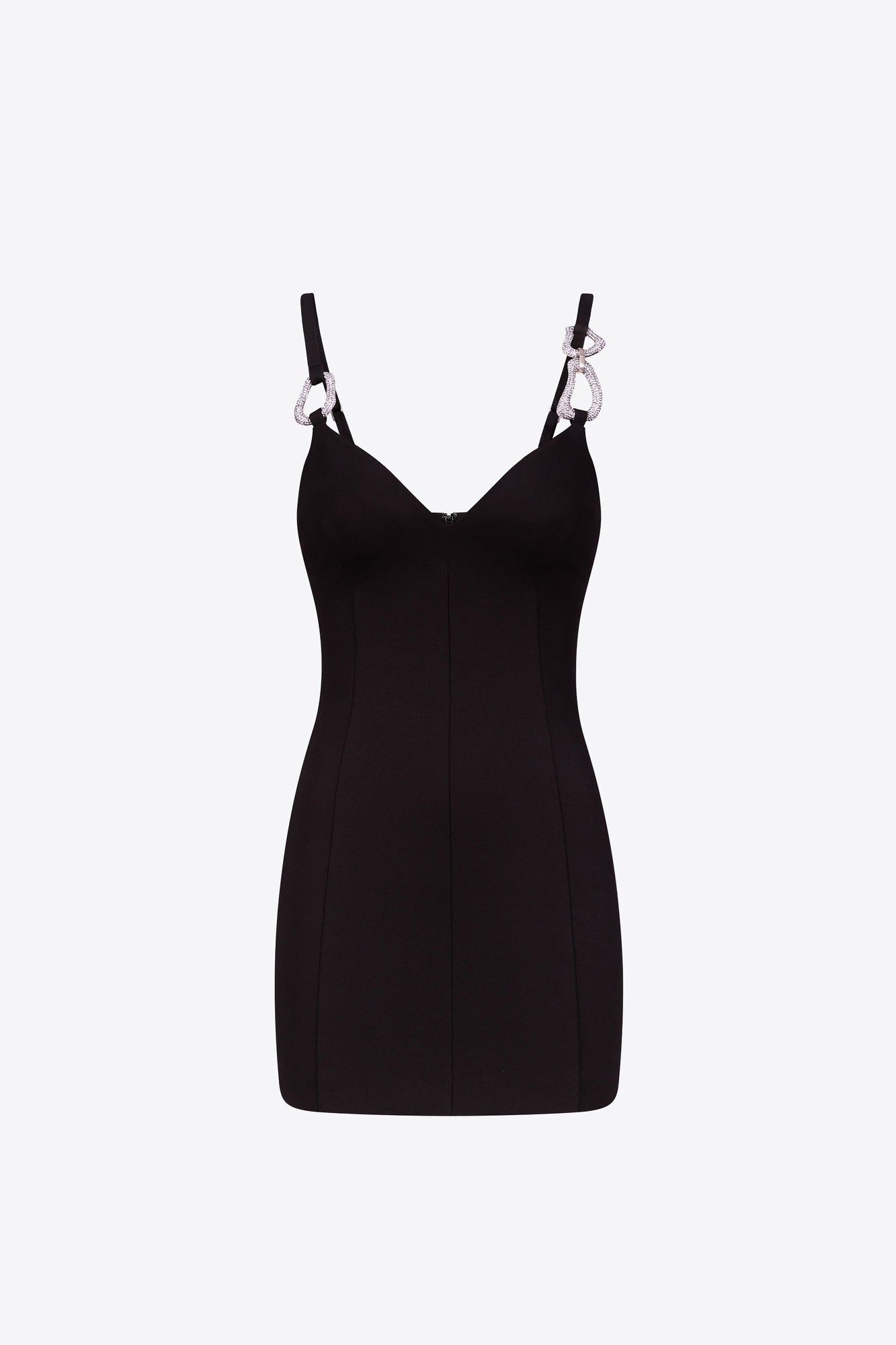Crystal Link Mini Dress | Black