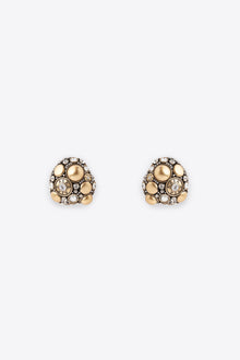 Crystal Button Cluster Earrings | Antique Gold