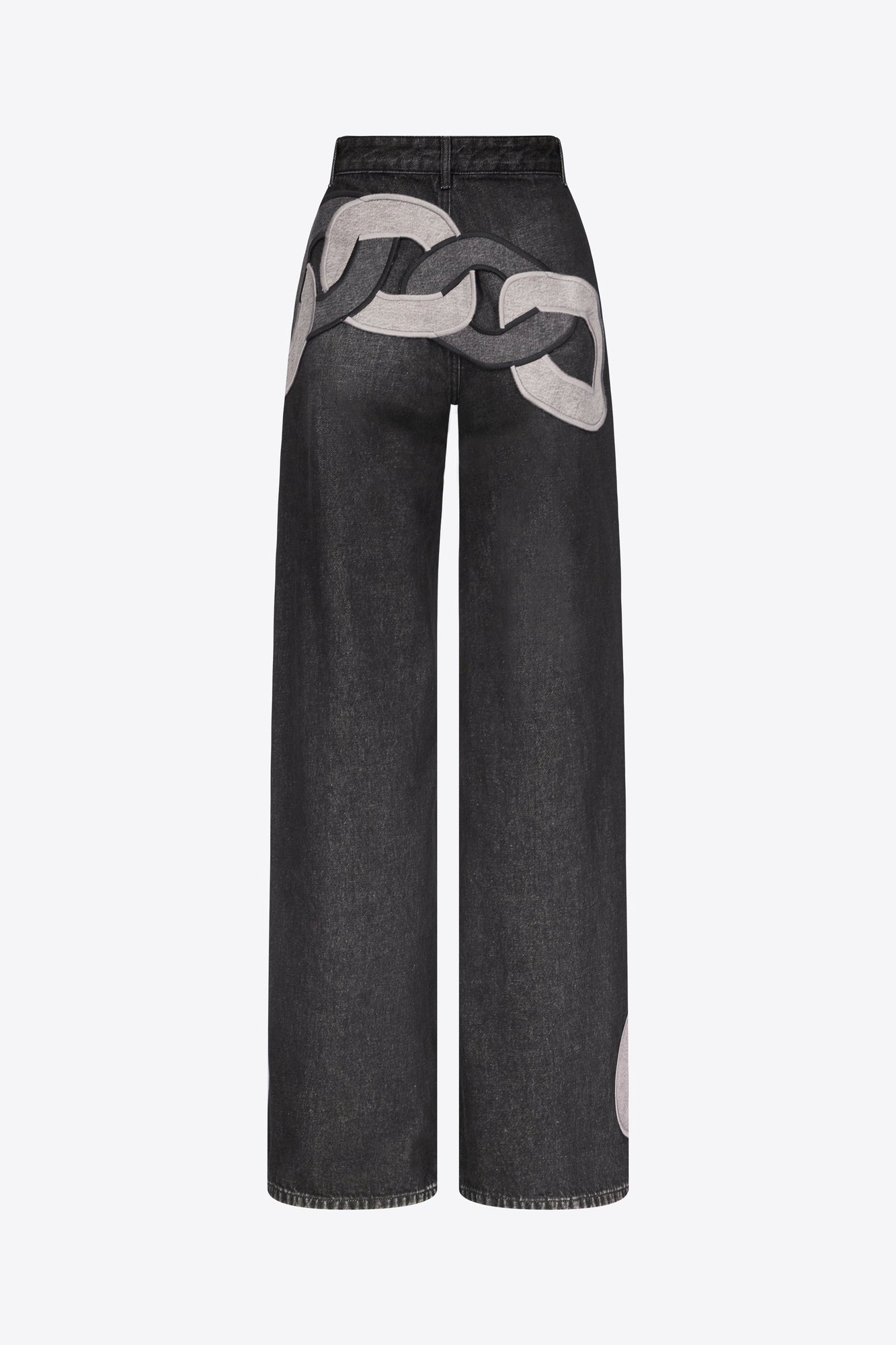 Chain Cutout Wide Leg Jean | Grey Multi
