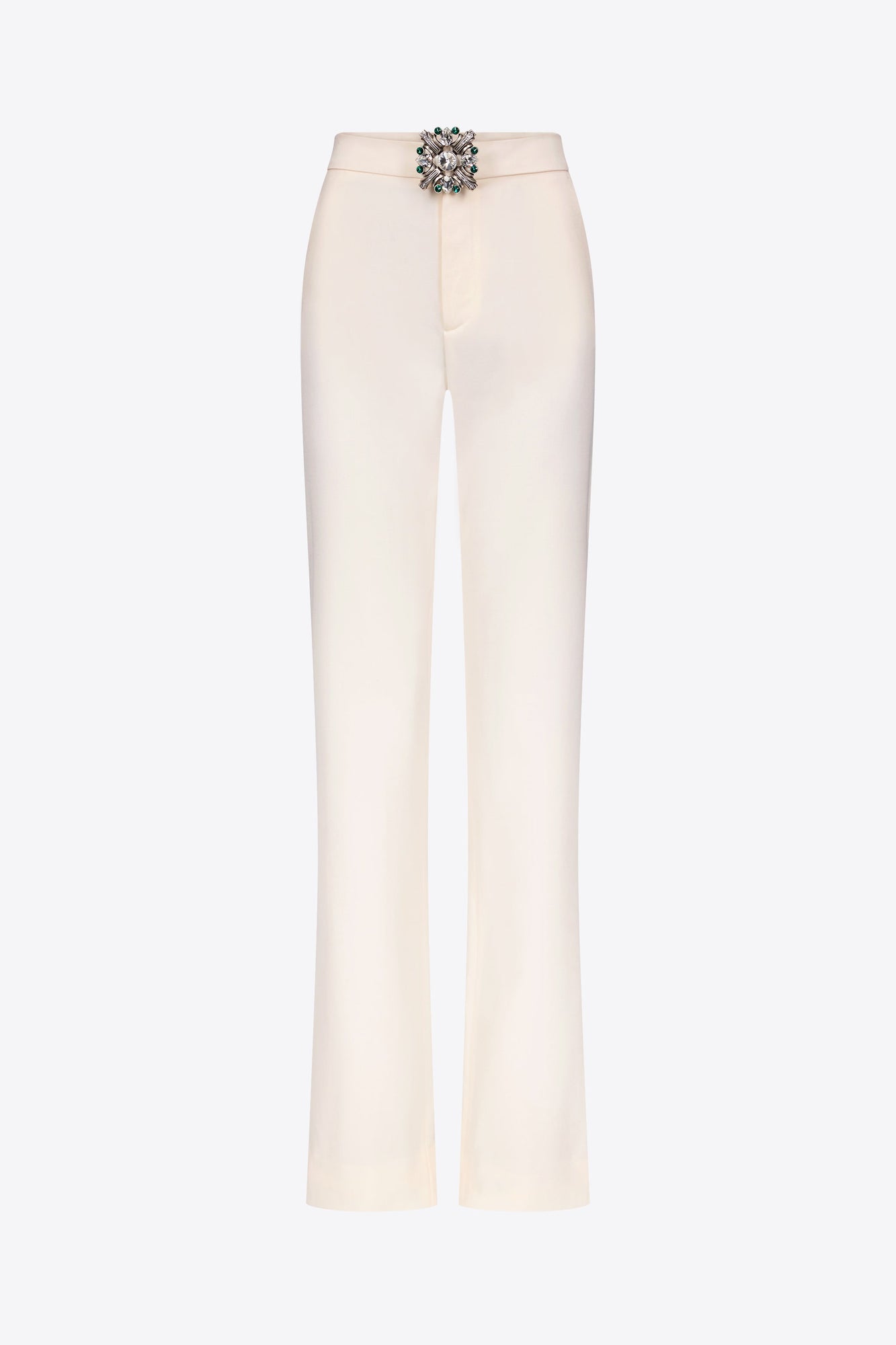 Crystal Brooch Trouser | Whipped White