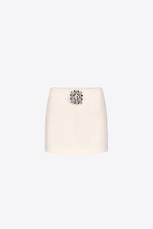 Crystal Brooch Mini Skirt | Whipped White